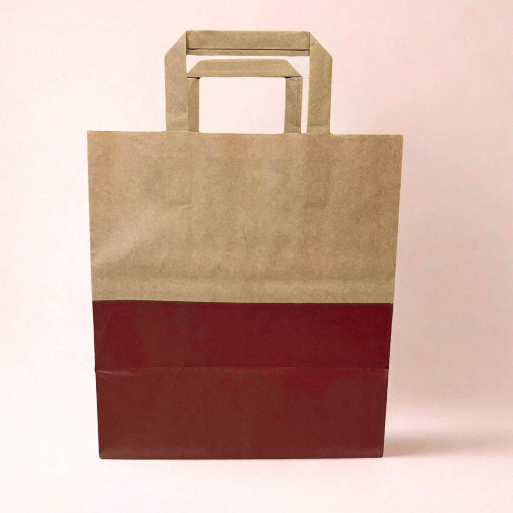 (PREORDER NOW) Premium ANTI-RIP/TEAR Half Dipped BURGENDY Kraft Bags - LARGE (120pcs)