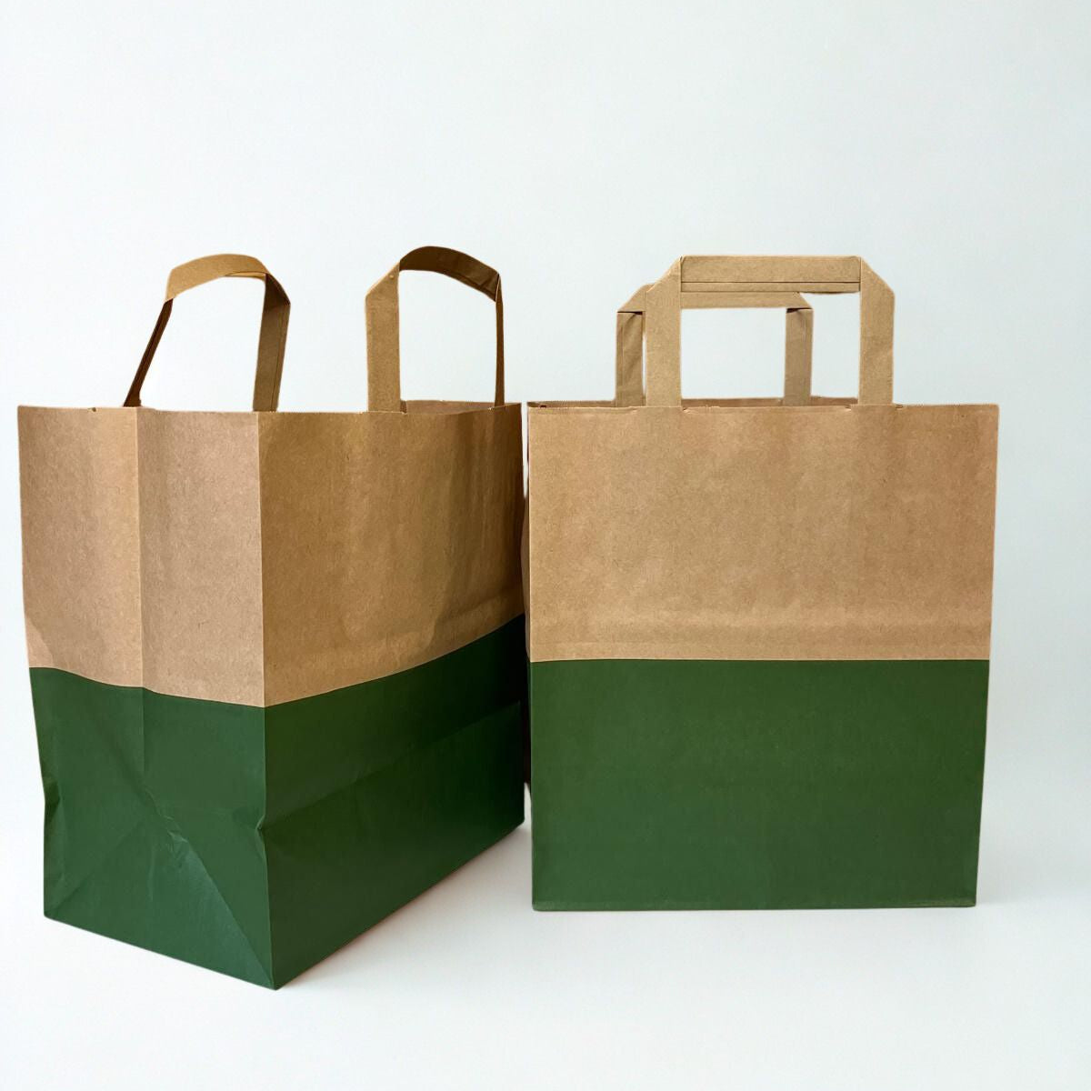 Premium ANTI-RIP/TEAR Half Dipped DARK GREEN Kraft Bags - LARGE