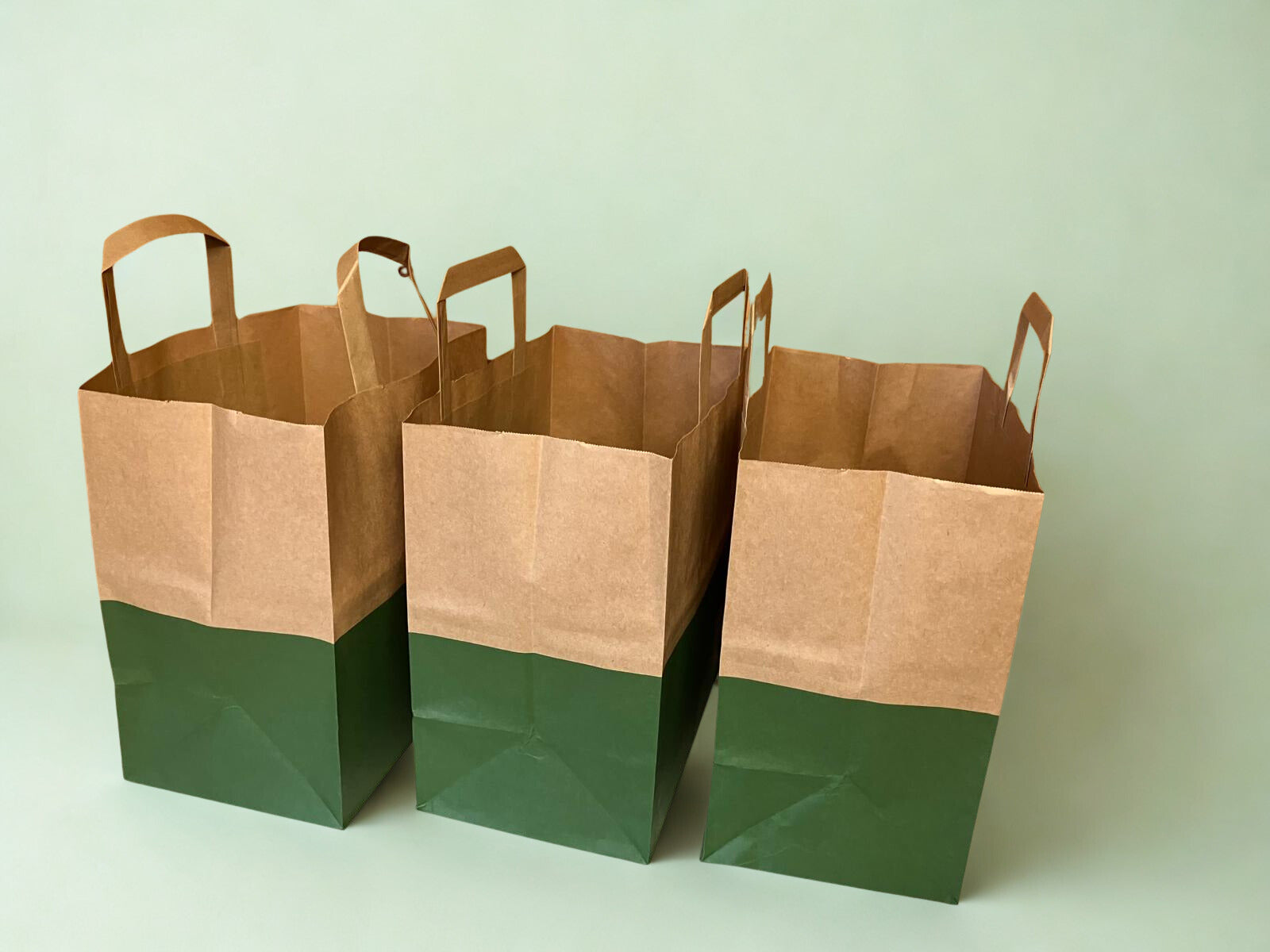 Premium ANTI-RIP/TEAR Half Dipped DARK GREEN Kraft Bags - LARGE